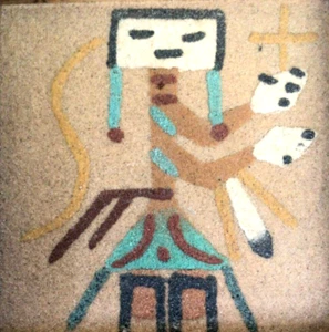 Native American Navajo Sand Painting Female Yei Spirit Guide Signed Yazzie - Picture 1 of 5