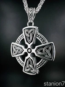 Kelten Kreuz Anhänger Edelstahl Kette Wikinger Valknut Celtic Knoten Biker 235B - Bild 1 von 4