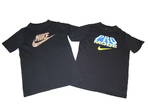 Lot of 2 The Nike Tee Boys Size M Short Sleeve Black Graphic Shirts (G8) - Picture 1 of 8