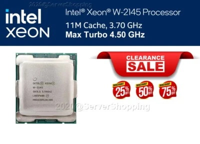 Processore Intel Xeon W-2145 CPU SR3LQ 3.70GHz Turbo 4.50GHz LGA 2066 Potente - Immagine 1 di 4