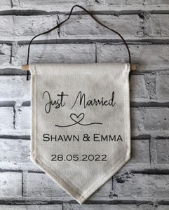 Personalised Just Married wedding gift keepsake Flag Bunting - Picture 1 of 1