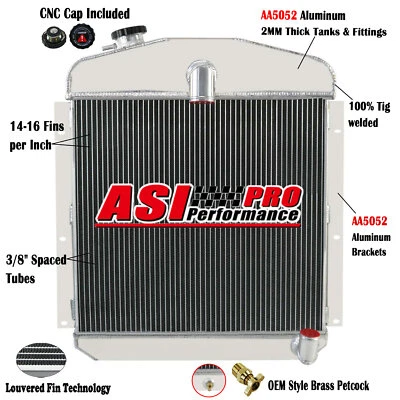 Radiador de 3 filas para 1947-49 Plymouth P15 Deluxe Chrysler Windsor Saratoga 3,6 L MT Foto 1 de 4