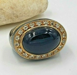 Angelique Di Paris Black Resin Ring with Pave Cubic Zirconia Size 7.25 US - Picture 1 of 7