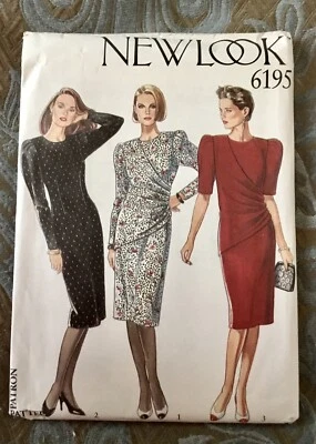 New Look Sewing Pattern 6195 Draped Cinched Waist Dress Sz 8-18 UNCUT - Image 1 of 2