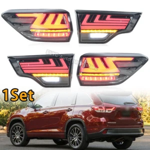 Left&Right Smoked LED Tail Light For Toyota Highlander Kluger 2014 2015-2019 - Picture 1 of 21