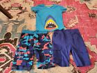 Mountain Warehouse 2 pairs of shorts & 1 shirt summer boys lot 5 6 blue Shark