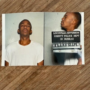 VTG Original 1980s MUG SHOT Photo crying African American man Louisville KY - Picture 1 of 5
