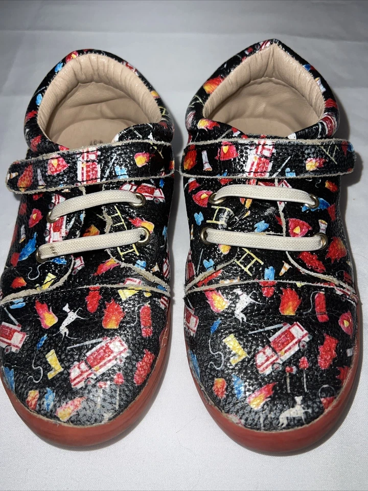 Boys Little Fire Truck Fire Fighter Print Leather Shoes 4-5 Years Little Kid - Image 1 of 4