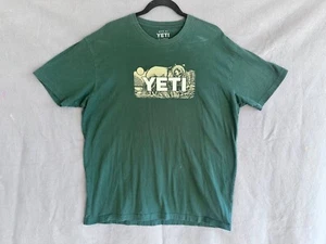 YETI Tee Shirt Men's Large XL Green Crewneck Bear Logo Cotton Graphic - Picture 1 of 4