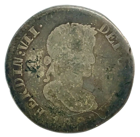 1821 Zacatecas Z 2R AZ 2 Reales Silver Coin Circulated KM 93.4  Ferdinand VII Cover