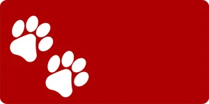 White Paw Prints Offset On Red License Plates Free Personalization on this plate - Picture 1 of 1