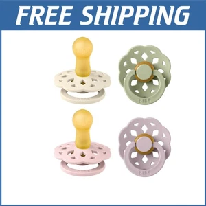 Danish Crafted 4-Pack Natural Latex Pacifiers | Dusky Lilac Mix for 6-18 Months - Picture 1 of 10