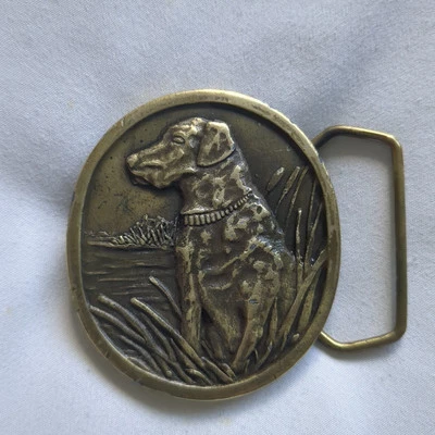 老式 1977 年印第安纳州金属工艺拉布拉多寻回犬狗皮带扣 S97 适合 1⁄2 — 第 1/4 张图片