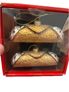NEW Tidings & Joy GLASS CANNOLI Christmas TREE ORNAMENTS ~ 2 Ornament Set - Picture 1 of 4