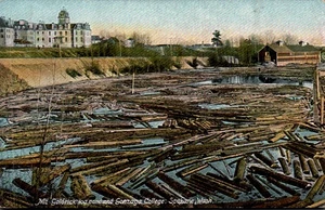 POSTCARDMcGOLDRICK LOG POND & GONZAGA COLLEGE POKANE WASHINGTON - Picture 1 of 2