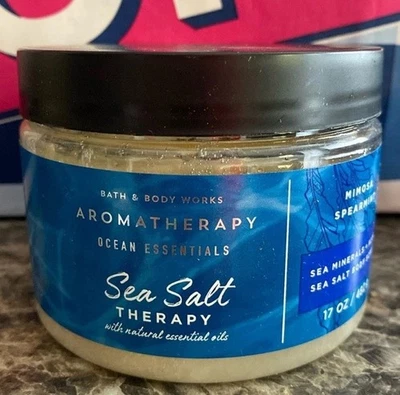 BATH & BODY WORKS AROMATHERAPY SEA SALT THERAPY MIMOSA SPEARMINT SCRUB 17 OZ NEW - Image 1 of 3