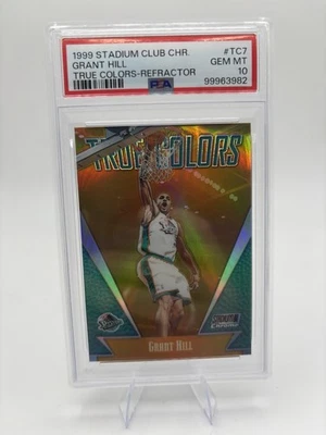 1999-00 Stadium Club Хром Настоящие Цвета Grant Hill PSA 10 GEM Поршни Рефрактор - Изображение 1 из 3