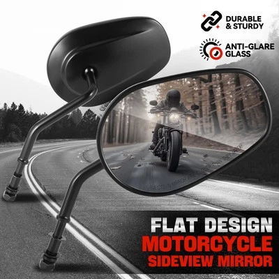 Черные универсальные боковые зеркала в стиле голого велосипеда круизера Harley Davidson - Изображение 1 из 4