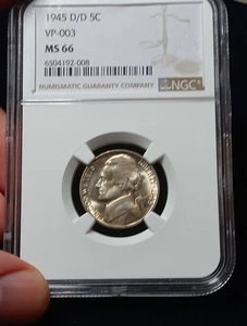 👉1945-D/D Error Jefferson Nickel NGC MS66 Nice Steps On This GEM  - Picture 1 of 3
