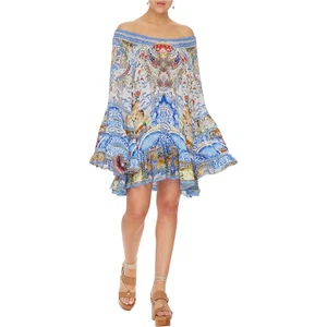 Camilla Geisha Gateways Dress Size S AU 10 / US 6 Print Silk Off Shoulder Mini - Picture 1 of 13
