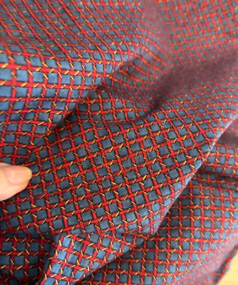 Vtg 42X41 MODA Deb Strain LIBERTY Plaid NAUTICAL Flag ROPE Quilt Fabric Red Blue - Image 1 of 4