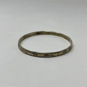 Vintage .925 Sterling Silver Band Bracelet Beach Theme Ocean 2.75” Diameter - Picture 1 of 9