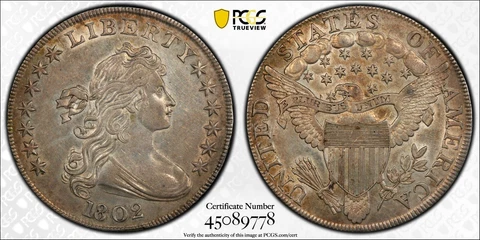 1802 Draped Bust Dollar $1 PCGS AU Detail Cleaned Cover