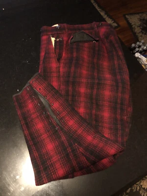 Pantalones de Caza Mackinaw Vintage Woolrich Rojo Negro Búfalo Cuadros Encaje Punk Rock Foto 1 de 4