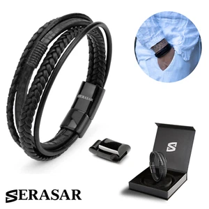 SERASAR | Men's Leather Bracelet [Wild] - Perfect Birthday Gift for Friend - Picture 1 of 11