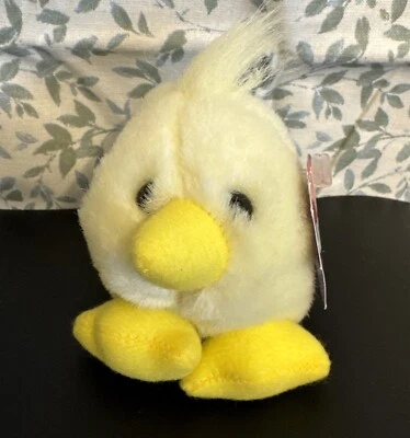 Vintage Swibco Puffkins 6639 PEEPS Chick Keychain with Tag Yellow Duck Plush Toy - Image 1 of 4
