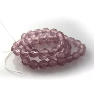 Heller Amethyst Lila Matt - 50 6 mm Facettiert Rund Tschechisch Glas Feuer Poliert Perlen - Bild 1 von 1