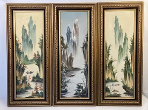 RARE Vintage Set Of 3 CHAO CHIH SHEN - Oil Paintings 3 Of 4 Seasons Signed - Picture 1 of 14