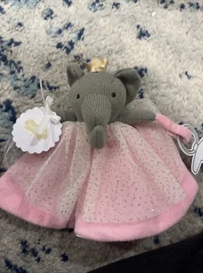 MUD PIE ROSA PRINCESA ELEFANTE con FALDA Porta Chupete PELUCHE AMOROSO - Imagen 1 de 8