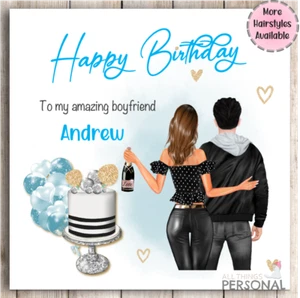 Personalised Boyfriend Husband Birthday Card Male For Him Couple 18th 21st 30th - Picture 1 of 10