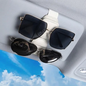 Glasses Storage Clip Soft Leather Wrap Sunglasses Holder Auto Interior Organize - Picture 1 of 15