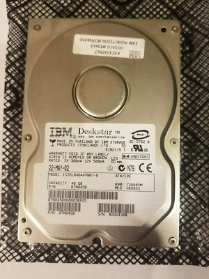 IBM IC35L040AVVN07-0 PN 07N8450 MLC H68883 40GB IDE 3.5" HD - Image 1 of 3