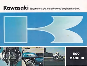 Vintage 1970's Kawasaki 500 Mach III H-1 Motorcycle Dealer Brochure - Bild 1 von 2