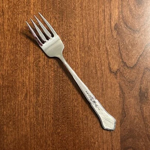 Vintage ONEIDA "ASHMORE" Stainless SALAD FORK  6-3/4" Burnished Floral - Picture 1 of 2