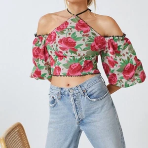 Women's Anthropologie Frida Off Shoulder Floral Halter Crop Top Size S - Picture 1 of 11