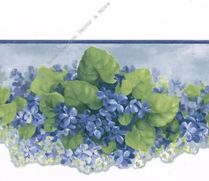Blue Hydrangea Flower Floral Sculptured Vinyl Wallpaper Border 5.25" High - Picture 1 of 6