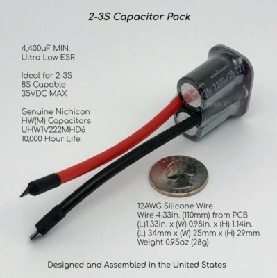 ATOMIC ESC Cap Pack 3-8S / 4,100uF Minimum / 35V / 8S Capable / Made in the USA - Image 1 of 4