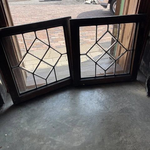 SG3963 pair Antique all Beveled Glass Window  22.25 square Cover