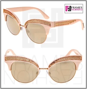 DOLCE & GABBANA 6109 Sequined Nude Pink Gold Mirrored Cat Eye Sunglass DG6109S - Picture 1 of 8