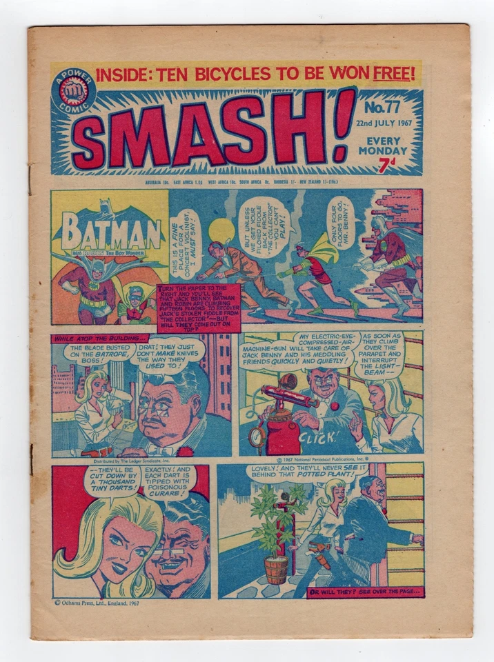 1967 IPC SMASH #77 DC BATMAN 1964 MARVEL DAREDEVIL #2 SEGUNDA LLAVE ELÉCTRICA RARA REINO UNIDO Foto 1 de 2
