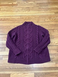 LL Bean Women's Red Heavyweight Cable Knit Zip Cardigan Sweater Plus Size 2X - Picture 1 of 4