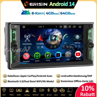 64GB Android 14 Autoradio GPS DAB+ für Toyota Corolla RAV4 Vios Vitz Prado Hilux - Bild 1 von 4