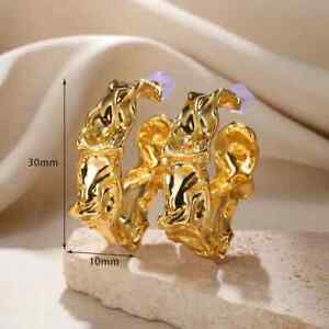 Hoop Molten Lava Design-Irregular C Style Earring-Gold Filled Open Hoop Earring