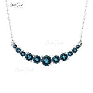 1 TCW London Blue Topaz Gemstone Necklaces 14k White Gold Necklace Wedding Gift