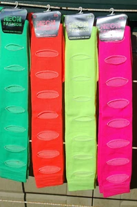 Girls Neon Ripped Effect Over Knee Socks - Size 4 - 6 Shoe Size - Picture 1 of 1