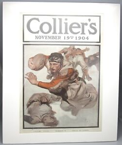 J.C. LEYENDECKER ORIGINAL COLLIER'S MAGAZINE FOOTBALL COVER NOV 1904 - MATTED
